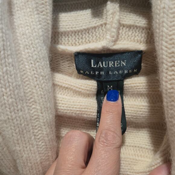 VTG Lauren Ralph Lauren Wool Angora Rabbit Cashmere blend cowl neck sweater sz M - Picture 3 of 4